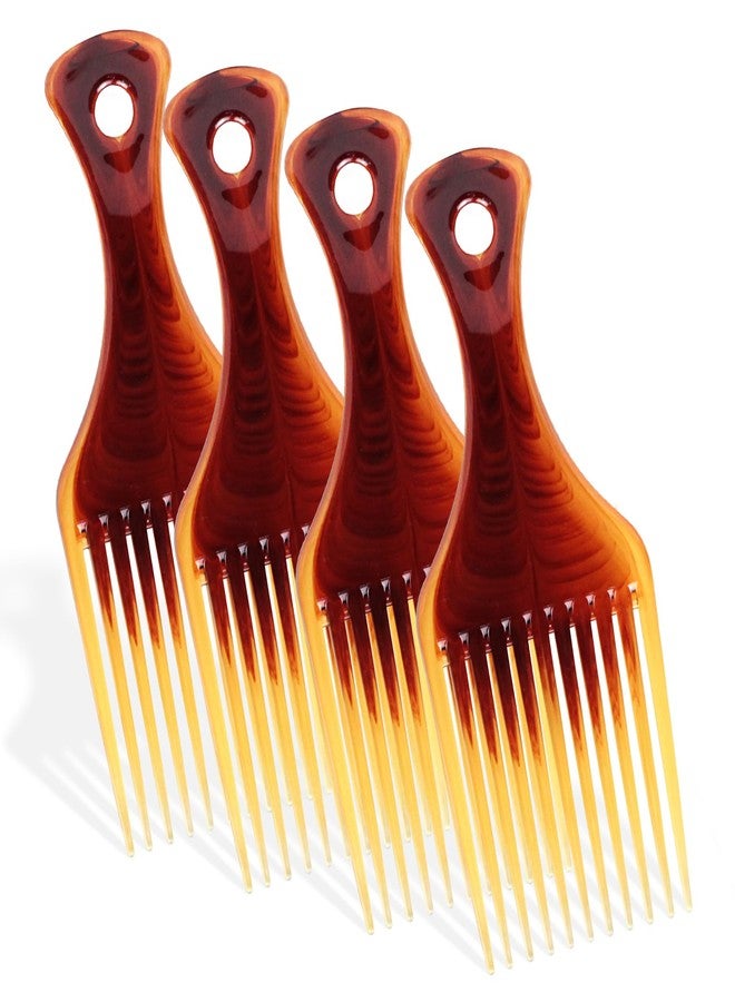 Zoolinn 4 Pack Wide-Tooth Tortoiseshell Hair Combs – Afro Pick & Styling Comb Set for Thick Hair, Hairdressing, Braiding & Scalp Massage - Image 1